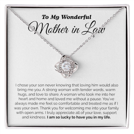 My Wonderful Mother In Law | Thank You - Love Knot Necklace